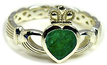 Anillo de plata de Claddagh irlandés con piedra natural de 55 quilates, para amistad y amor, tamaño 5 a 12
