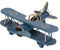 Flugzeugmodell, Vintage Eisen dekorative Flugzeuge Doppeldecker Anhänger Spielzeug für Foto Requisiten, Desktop(Blue)