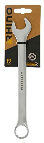 RHINO - Clé Mixte 19 mm, clé de Serrage, clé à Anneau et clé à Fourche combinés - Diamètre 19 mm - Haute qualité - Fabriqué en Acier (Chrome Vanadium) - Garantie à Vie - Plusieurs Tailles Disponibles
