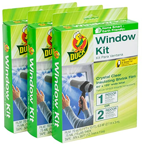 Duck Brand Window Insulation Kit for Indoor Extra Large Windows or Patio Doors, 84 in x 120 in, 3-Pack