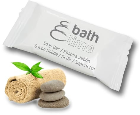 GPQ - Pastilla de Jabón BATH TIME 8gr. | 500 Und. | Vegan Biodegradable 98% Natural Origin | Amenities sin Parabenos | Hotel, B&B, Casa Rural, Camping, Crucero... | Fabricado en España