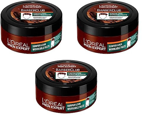 3x L'Oreal Paris Men Expert Barber Club Surfer Look Workable Haar Paste je 75ml