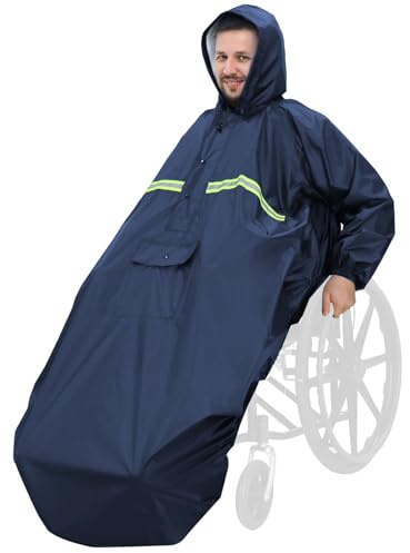 ANYOO Wheelchair Waterproof Poncho with Hood Reusable Cover Lightweight Poncho Cloak for Adult