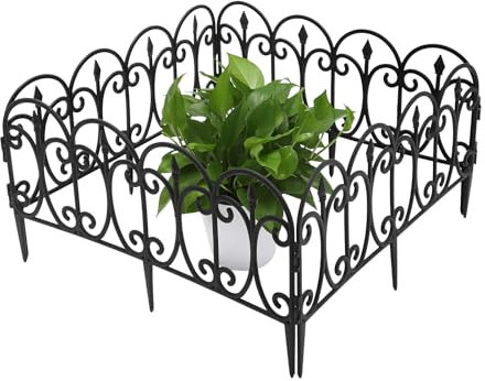 Valla decorativa de jardín, 58 x 23 cm, paneles de valla de jardín, pequeños, inoxidables, para jardín, animales, barrera, borde de valla para patio, terraza, parterres, paisajes, exteriores, 24