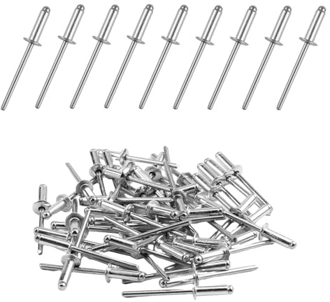 Rivets Aveugles en Aluminium avec Large Tête 4mm x 12mm, Paquet de 100 Rivets Pop Solides et Résistants, Idéal pour Riveteuse, Bâtiments, Nautisme et Automobile