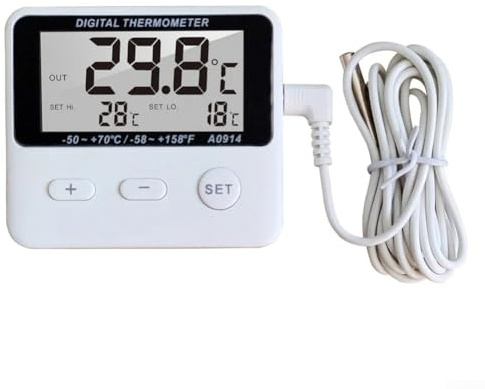 Termometro per frigorifero, con sensore esterno display digitale, allarme di temperatura alta-bassa per il monitoraggio della temperatura del frigorifero e del congelatore