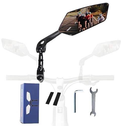 Foldable mirror for mountain bikes, 360-degree rotatable mirror, Bicycle Mirrors for Handlebars with Retractable & 360 ° Adjustable Lens （Right）