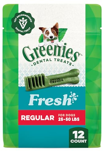 Greenies Regular Natural Dental Dog Treats, Fresh Mint Flavor, 12 Count
