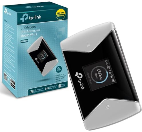 TP-Link M7650 4G+ Cat11 Portable WiFi, Mobile WiFi Hotspot Works up to 15 Hours, Travel 4G Router, SD Card Slot, Unlocked 600 Mbps LTE-Advanced MiFi, Share up to 32 Devices, Easy App Management