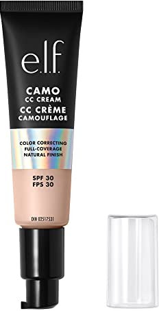 e.l.f. Camo CC Cream, Farbkorrigierende Foundation Mit Mittlerer Bis Voller Deckkraft Und LSF 30, Vegan & Tierversuchsfrei, Fair 125 C, 30 g