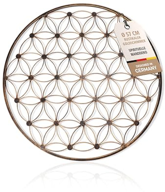 Landkaufhaus Mayer® Blume des Lebens Wanddeko Gold 57 cm – filigran & stabil aus Metall – spirituelle Deko rund für Wohnzimmer, Yoga, Meditation & Schlafzimmer – mit Aufhängung