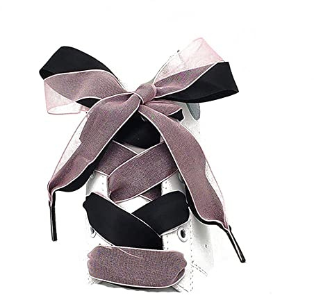 Aeromdale Lacci per scarpe di seta Nastro di raso Bicolor Lacci piatti per ragazze e donne Scarpe di tela casual a doppio strato Accessori per scarpe in pizzo 2 cm Strings - 160 cm