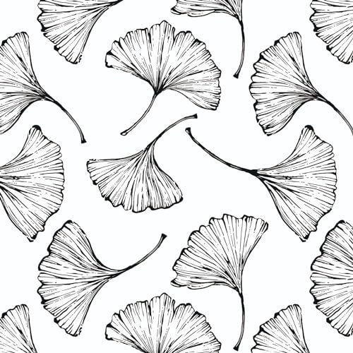Yomshi Papier peint autocollant motif feuille noir et blanc - 44 cm x 3 m - Papier peint autocollant en plastique imperméable pour meubles - Pour salon, chambre à coucher, mur