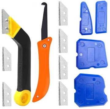 Changyeah 13 Pcs Rascador Juntas Azulejos,Removedor de Lechada con 7 Pcs Cuchilla de Repuesto,Rascador de Juntas para Eliminar Mortero, para Limpieza de Azulejos de Piso de Pared de Baño de Cocina