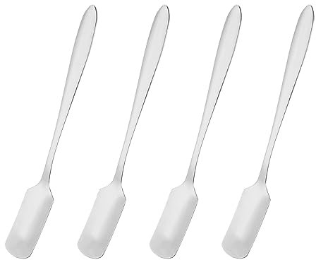 QUARKZMAN 4uds Inoxidable Acero Mini Espresso Cuchara 5 Pulgadas Café Cuchara Postre Cucharas Mini Revolver Cucharas Hielo Té Cucharas para Café Hielo Crema Té Azúcar, Plata
