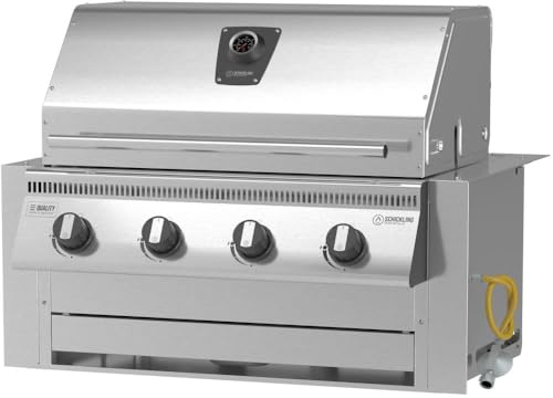 Einbau Gasgrill Hermann XL - Deluxe Edelstahl Einbaugrill mit Einfassung, Deckel und Fettwanne mit Frontauszug für Outdoor Küche Grillküche – 4x5kW Brenner – Made in Germany