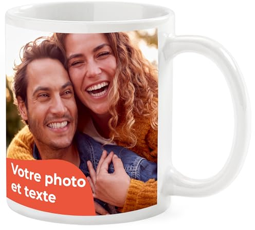 Cimpress Tazza Personalizzata con Foto o Testo, Tazza in Ceramica da 325 ml con Manico Bianco, Mug con Immagine Personalizzata, Idea Regalo o per Uso Aziendale, Perfetta per Casa e Ufficio