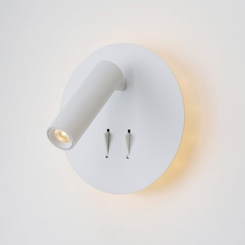 Alpinaluz Applique murale LED blanche 3 W Spot orientable + 6 W lumière ambiante, design moderne nordique, aluminium, interrupteurs indépendants, 3000 K blanc chaud