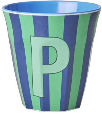 Rice Melmain - Vaso mediano con letra P para niños, para camping, vajilla de melamina, irrompible, sin BPA, 250 ml