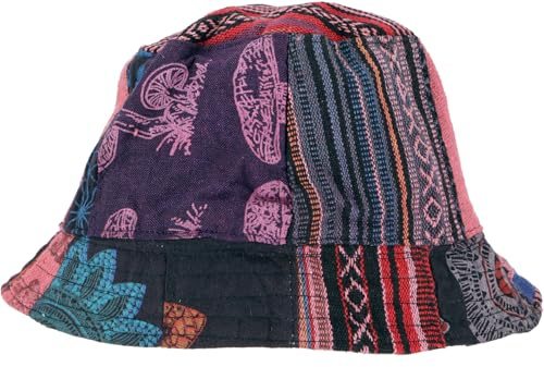 GURU SHOP Sommarhatt, lapptäcke slapphatt, fiskarhatt, solhatt – blå, män/kvinnor, Vinröd/lila, one size