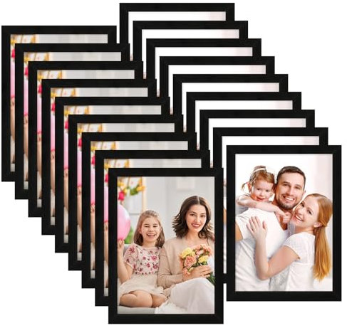 Cozary Cornice per Foto 10x15 Set di 18,Cornice Nera da Appendere alla Parete o da Esporre sul Tavolo, Decorazione per Casa, Camera da letto, Ufficio, Corridoio o Galleria