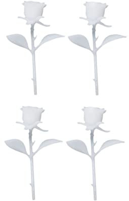 TOPPERFUN Miniature 3d Rose Ornament Resin Craft, 25mm Handmade Mini Rose Decoration for Home Diy, 4pcs Crystal Drip Glue Floral Model for and Interior Display