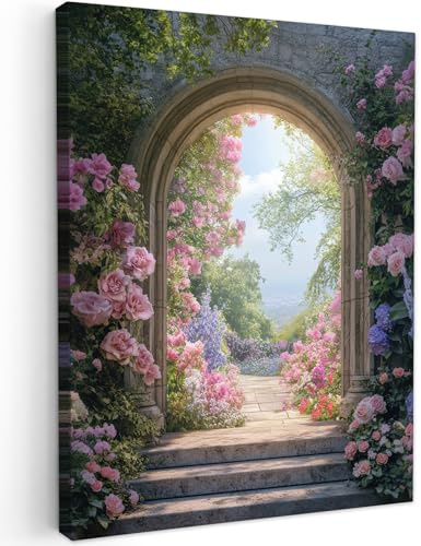 MuchoWow© Stampe Su Tela 30x40 cm Quadro Soggiorno Quadri Camera Da Letto Moderni Accessori Salotto Poster Da Parete Con Cornice Decorazione Muro Vista - Rose - Retrò - Giardino