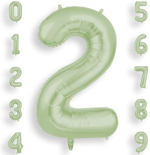 AOOSU Olive Green Helium Balloons, 40 Inches Number Balloons 2, Foil Birthday Balloon for Birthday Anniversary Wedding Party Decorations Celebration Supplies for Girls Women Men Boys