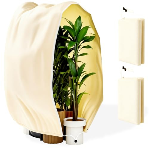 Spetsbst 2 Stück Pflanzenschutz Winter, 240 x 200cm Winterschutz für Pflanzen mit Reißverschluss und Zugband, Winterschutz für Kübelpflanzen (2.0x2.4m)