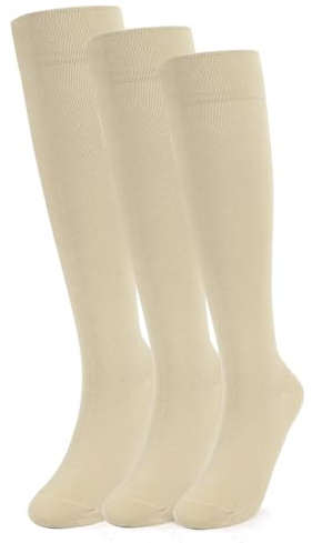 OrrinSports 3 Pares de Calcetines de Compresión para Mujer y Hombre - Calcetines Altos Hasta la Rodilla con Soporte Graduado para Enfermería y Vuelo