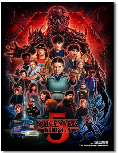 Pauluios Stranger Things Season 5 poster For Fans Kids room Bedroom wall Decor -Movie Stranger Things Posters Canvas Prints Picture For Teen Boy girls Gifts
