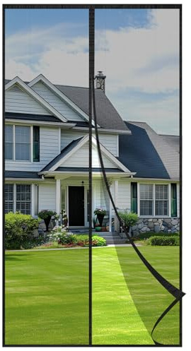 Velway Moustiquaire Porte Fenetre Magnetique 90x210cm - Rideau Anti Mouche Aimantée avec Maille Ultra Fine, Fermeture Automatique Sans Perçage, Moustiquaire Porte pour Balcon Salon, Noir