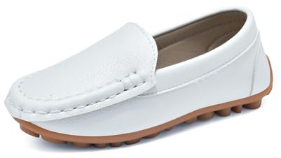 Yeeteepot Kids Faux Leather Loafers Boys Girls Slip On Moccasins Boat Shoes | Casual Flat Dress Shoes Comfortable Breathable Lightweight Oxfords for Indoor Outdoor