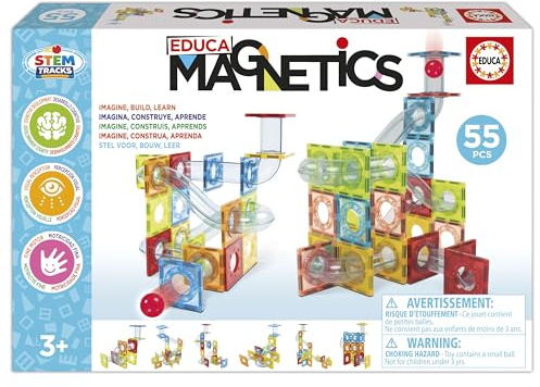 Educa - Magnetics Stem Tracks 55pcs | Circuit de Billes Magnétique | Recommandé à partir de 3 4 5 Ans (20731)