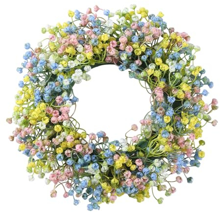 Spring Summer Door Wreath, Easter Artificial Flower Wreath, Hanging Violet Bow Wreath for Front Door, Spring Wreath Summer Wreath Decorations for Door Wall Window Home Indoor Outdoor (30cm)