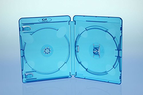 Amaray - Fundas para discos BluRay (50 unidades, 15 mm, con 2 compartimento), color azul