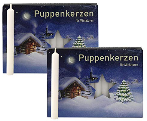 OLShop AG 2er Pack Puppenkerzen weiß ca. 7 x 65 mm (2 x 40 Stück), Puppenlichter, Miniaturkerzen, Weihnachtskerzen, Kerzen