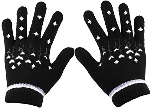 Eastlion Kinder Warm Handschuhe Fünf Finger gestrickte Wolle Handschuhe,Schwarz