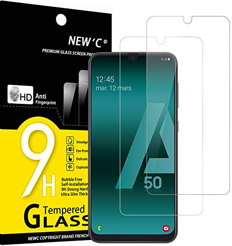 NEW'C 2 Stück für Samsung Galaxy A50 (SM-A505F), A50s für Panzerglas, Frei von Kratzern, 9H Härte, HD Displayschutzfolie, 0.33mm Ultra-klar, Ultrabeständig