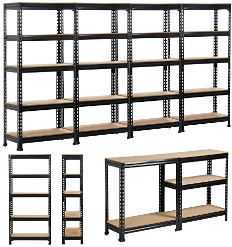 Yaheetech 4 x tunga hyllor 150 x 70 x 30 cm 875 kg 5 MDF-plattor hylla lagerhylla källarhylla bultfri verkstadshylla svart