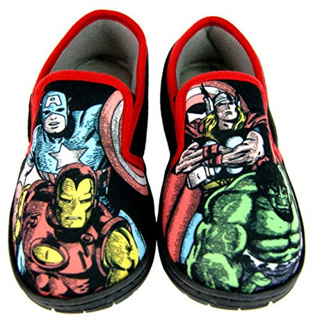 Marvel Comicfigur Illustration Hausschuhe mit synthetischem Material und rutschfester Sohle für Jungen 10 UK Schwarz und Rot