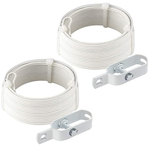 Amagabeli Garden Home 2MM X 12.5M X 2PCS Fil de Tension Rouleau de Fil de Fer Métallique Plastifié Blanc et 2PCS Tendeurs à Fil Barbelé Longeur 95mm Enduit de PVC WR4 DA101