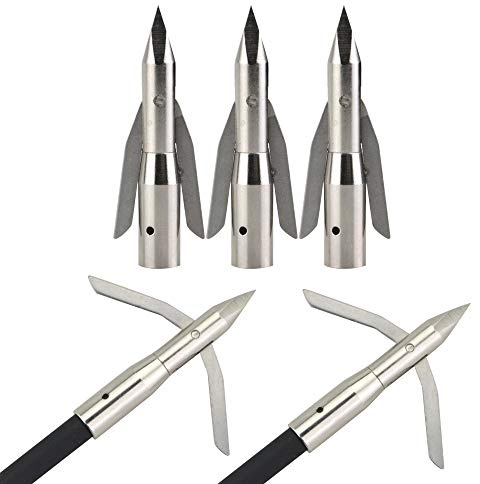 AMEYXGS 6Pcs Tiro con L'Arco Bowfishing Broadheads 288 Punte di Freccia per la Pesca del Grano Punta di Freccia in Acciaio al Carbonio a 2 Lame da Caccia