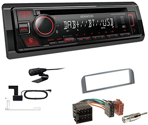 Kenwood KDC-BT450DAB 1-DIN DAB Autoradio Bluetooth CD USB AUX Einbauset passend für Alfa Romeo 147 2000-2010 anthrazit