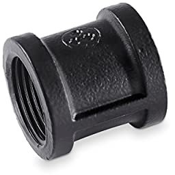 pamo Temperguss Fitting Muffe - 3/4 Zoll für DIY Kleiderstange im Industrial Loft Design | Verbinder gerade| pulverbeschichtet Wasserrohr in schwarz für Do-It-Yourself Garderobe/Kleiderschrank