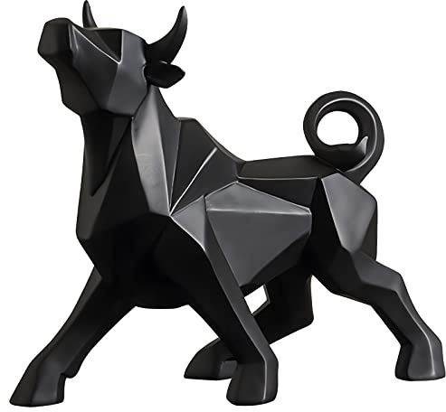 NUACOS Estatua de Toro de Resina Escultura de Animal Decoración Moderna y Figura Decoración de Toro Abstracto para figuritas coleccionables Adornos de Mesa de Oficina en casa (Negro)