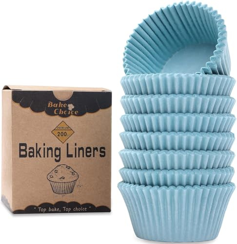 Pirottini Per Muffin Carta Standard,200 Pezzi Blu,Sicurezza Alimentare & Rivestimento Antiaderente & Resistente al Grasso,per Feste,Dimensioni Standard
