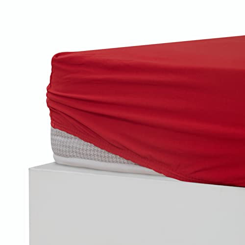 Stupendo Jersey Spannbettlaken Spannbetttuch Laken Bettlaken 100% Baumwolle Oeko-TEX® Steghöhe bis 25 cm (Rot, 140x200-160x200 + 25 cm)