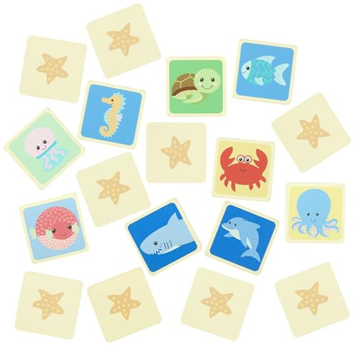 Sea Animals Wooden Memory Game - Board Game, Wooden Toys, Handy Travel Storage Bag - Wooden Puzzles, Early Development & Activity Toys, Montessori Toddler Toys, Boy & Girl Gifts by Orange Tree Toys