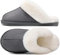 Donpapa Slippers Women Men With Memory Foam Fluffy Winter Ladies Cosy Warm Anti-Slip Plush Fleece Lined House Shoes Indoor Outdoor Dark Grey 7-8